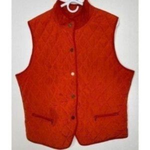 Talbots Orange Lightly Quilted Snap Up Sleeveless Vest Size XL